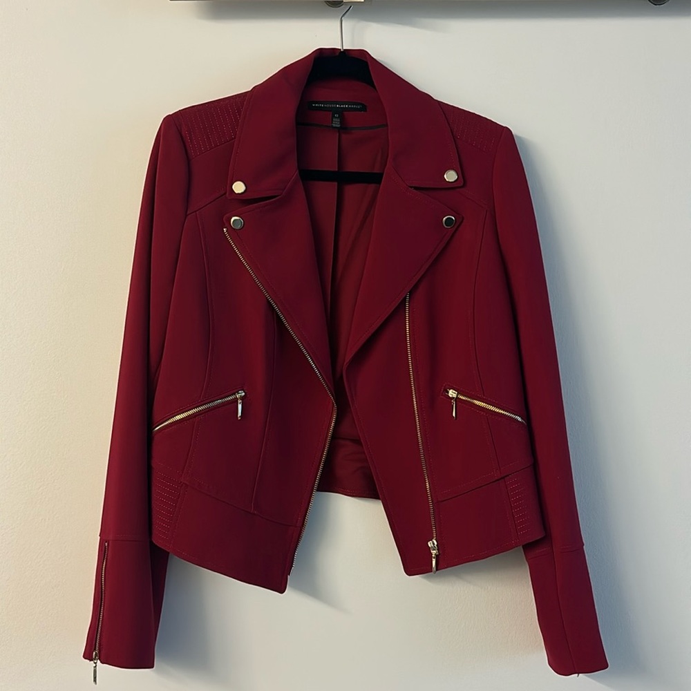 Red White House Black Market Motto Jacket